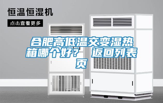 合肥高低溫交變濕熱箱哪個好？ 返回列表頁